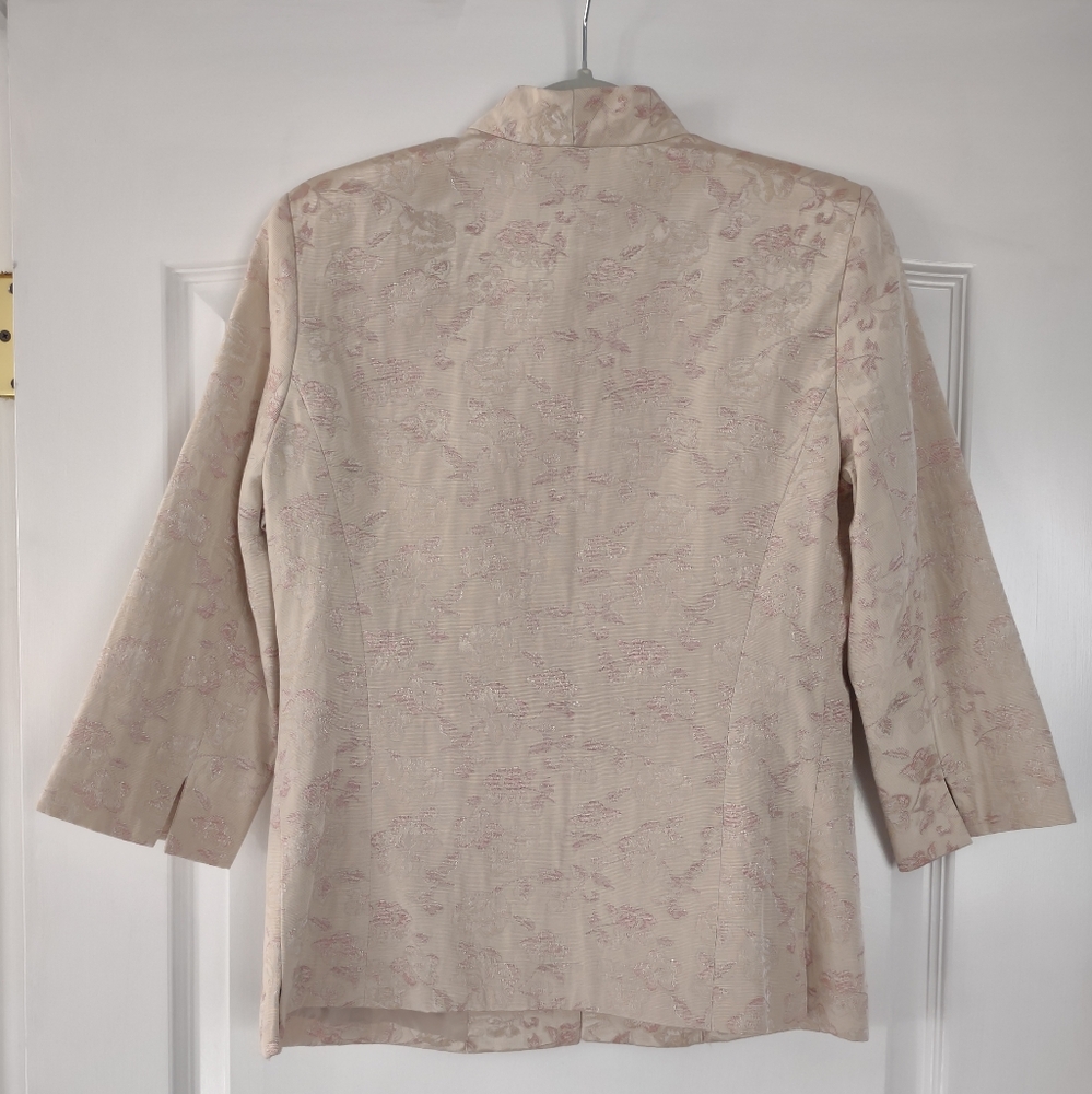 Vintage Brocade Blazer Size 6 Light Pink Cream NWT New Linen‎ Blend - Picture 2 of 9